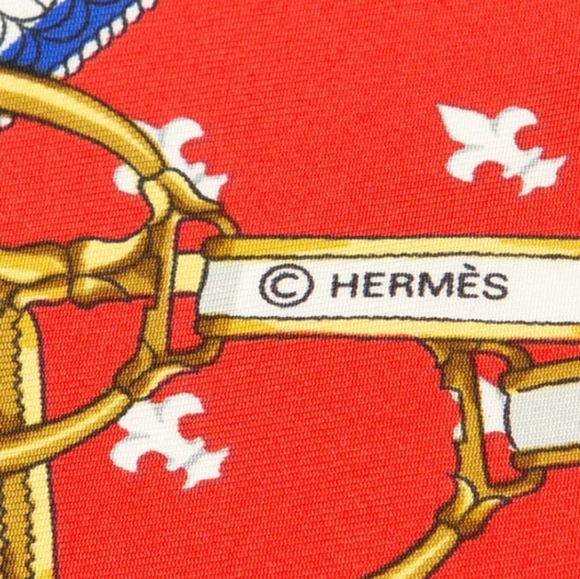 HERMES Carre 90 SELLES A HOUSSE Scarf Silk White Red blue - Picture 6 of 8